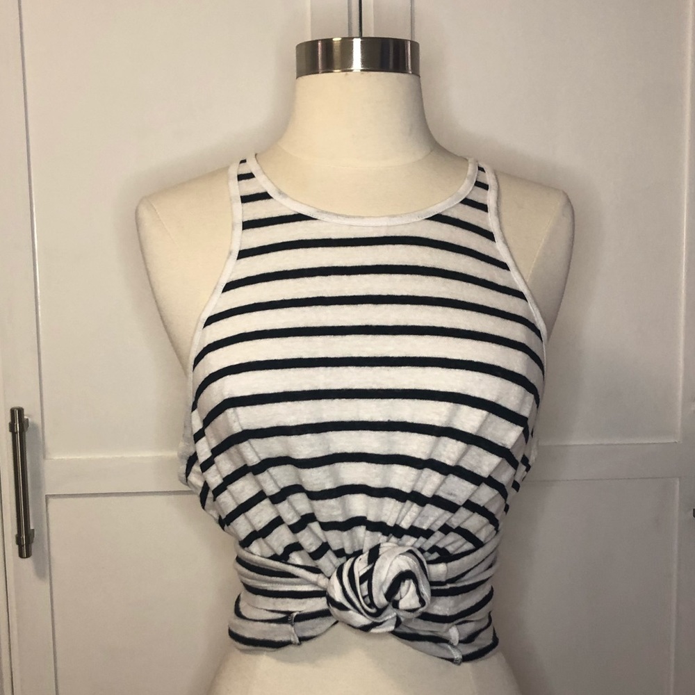 Club Monaco Line Cotton Stripes Racerback Tank